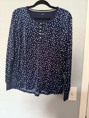 Nautica Navy Long-Sleeve Polka Dot Henley Top